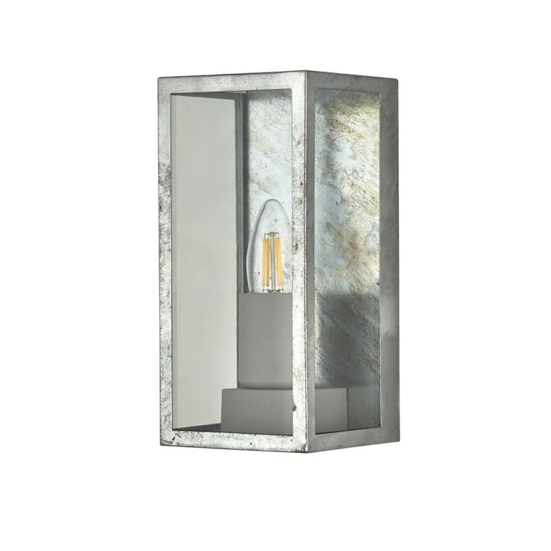 Searchlight-90151SI - Box II - Galvanised Silver Wall Lamp with Clear Glass