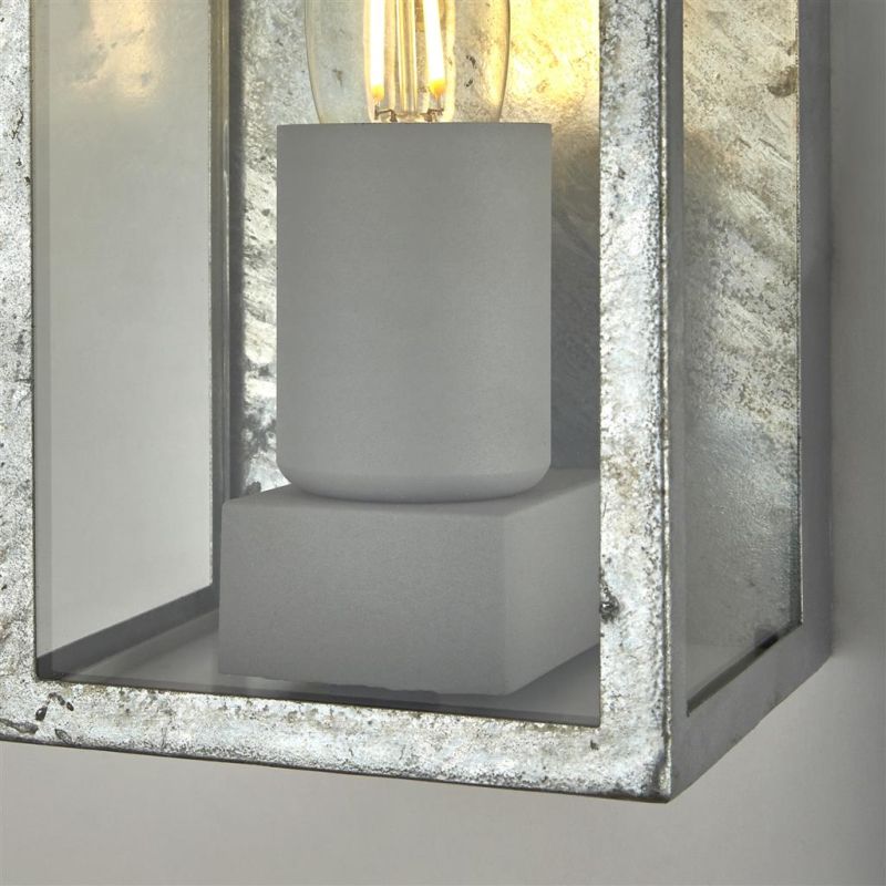 Searchlight-90151SI - Box II - Galvanised Silver Wall Lamp with Clear Glass