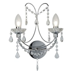 Autumnn - Chrome 2 Light Wall Lamp with Crystal