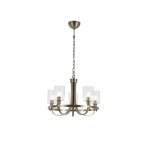 Catalina - Antique Brass 5 Light Centre Fitting with Ribbed Clear Glass