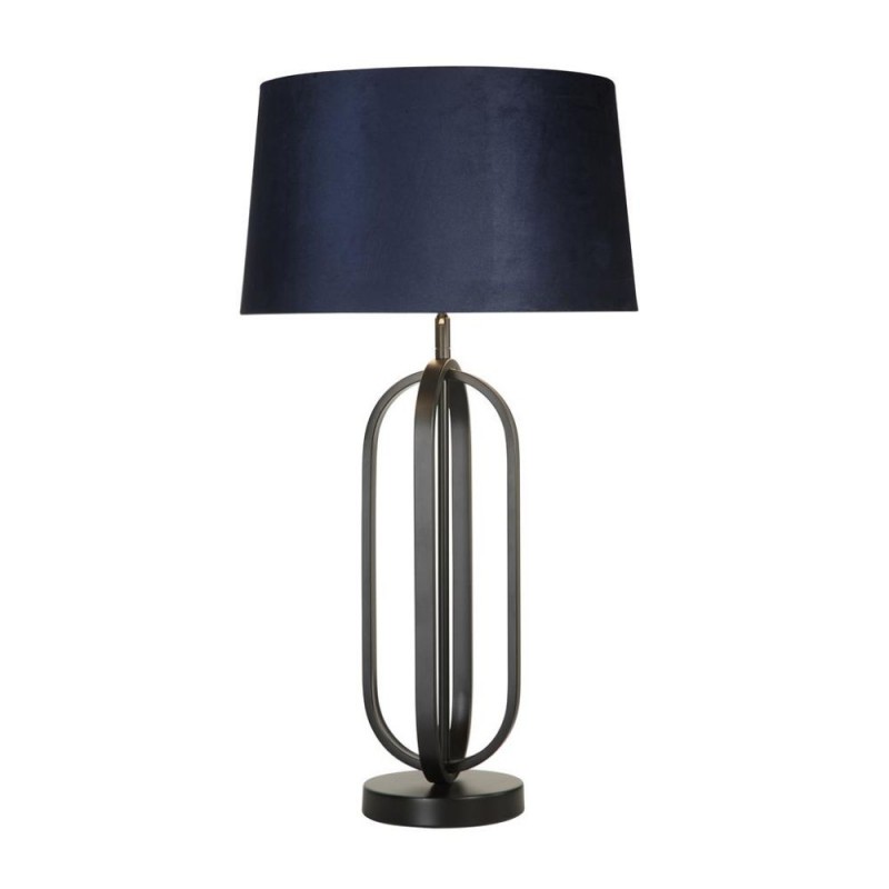 Searchlight-91101AZ - Chic - Black Table Lamp with Navy Shade