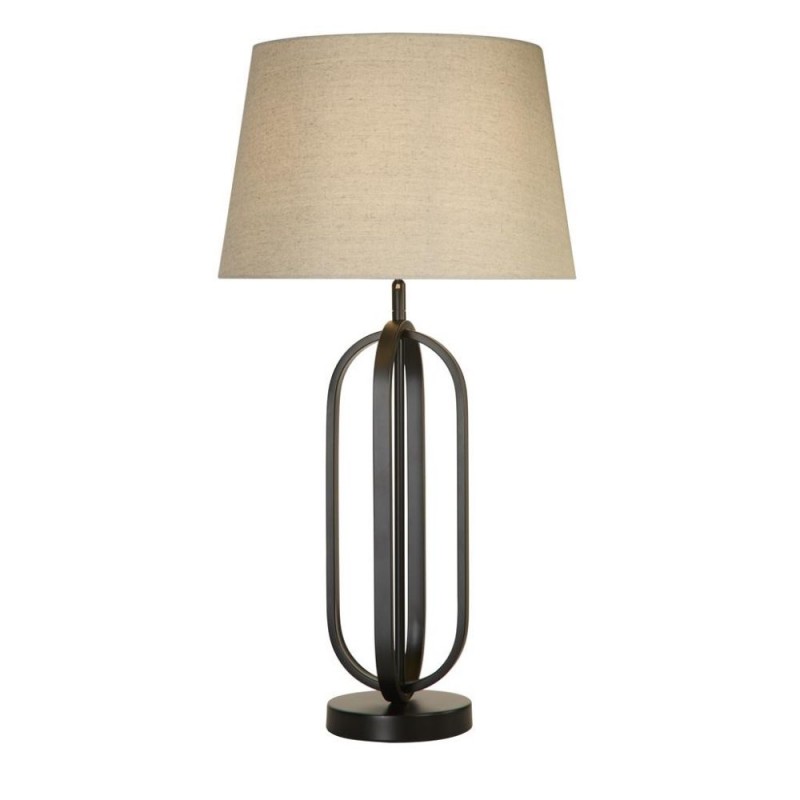 Searchlight-91101NA - Chic - Black Table Lamp with Natural Shade