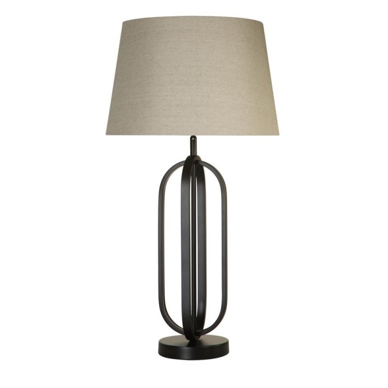 Searchlight-91101NA - Chic - Black Table Lamp with Natural Shade