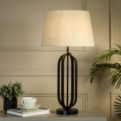 Chic - Black Table Lamp with Natural Shade