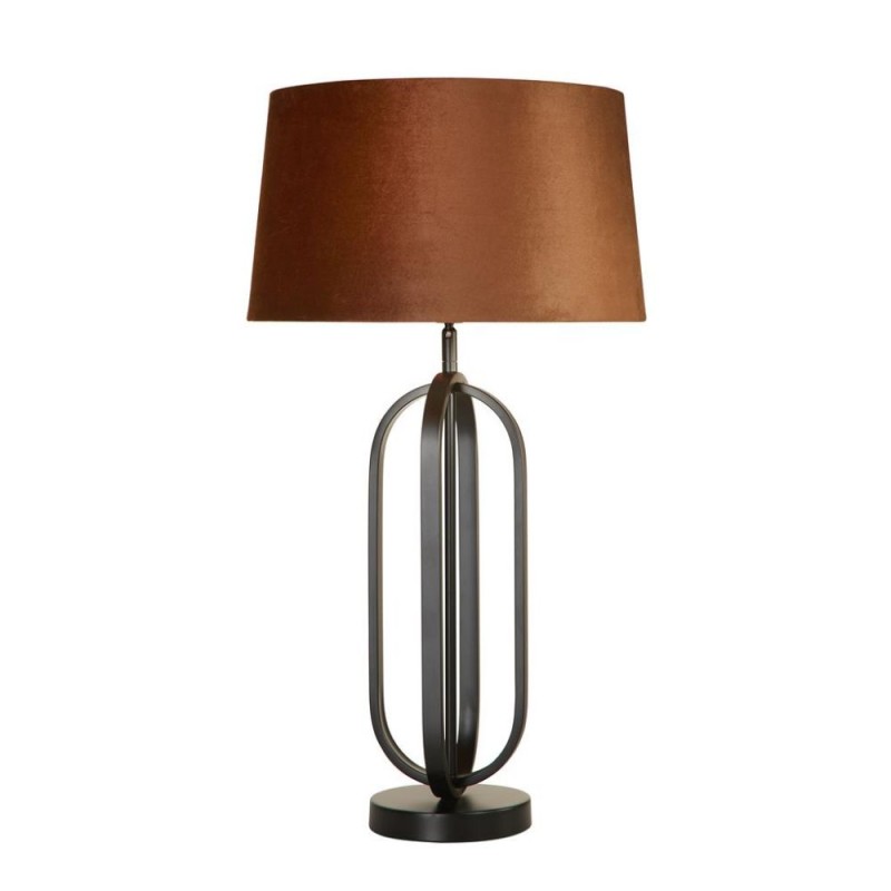 Searchlight-91101OR - Chic - Black Table Lamp with Burnt Orange Shade