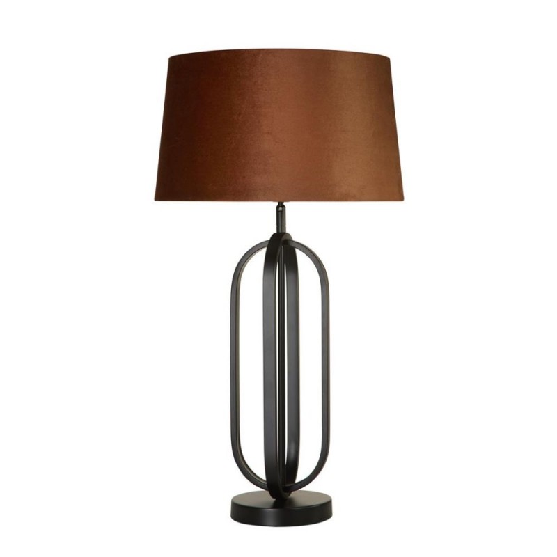 Searchlight-91101OR - Chic - Black Table Lamp with Burnt Orange Shade