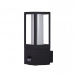 Avenue - Black PIR Wall Lamp with Matt White Diffuser