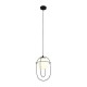 Ceiling Lights - Axis - White Glass with Black Cage Single Pendant Searchlight-9131BK - Axis - White Glass with Black Cage Single Pendant