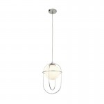 Axis - White Glass with Chrome Cage Single Pendant