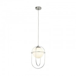 Axis - White Glass with Chrome Cage Single Pendant Axis - White Glass with Chrome Cage Single Pendant