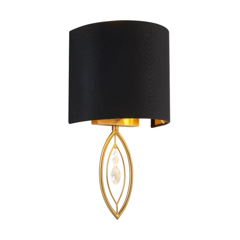 Wall Lights - Crown - Black with Gold Round Wall Lamp Searchlight-9137GO - Crown - Black with Gold Round Wall Lamp