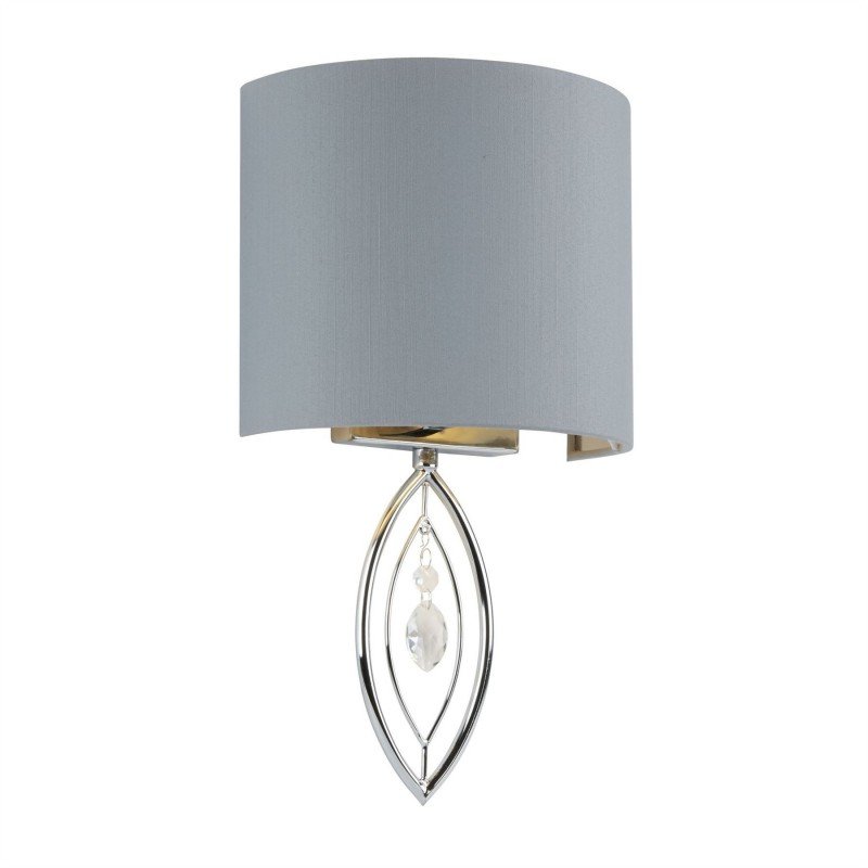 Wall Lights - Crown - Grey & Silver with Chrome Round Wall Lamp Searchlight-9137CC - Crown - Grey & Silver with Chrome Round Wall Lamp