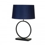 Elegant - Matt Black Table Lamp with Navy Velvet Shade