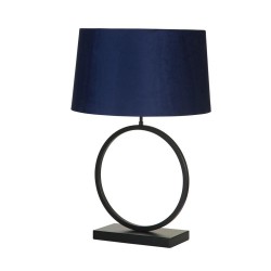 Elegant - Matt Black Table Lamp with Navy Velvet Shade