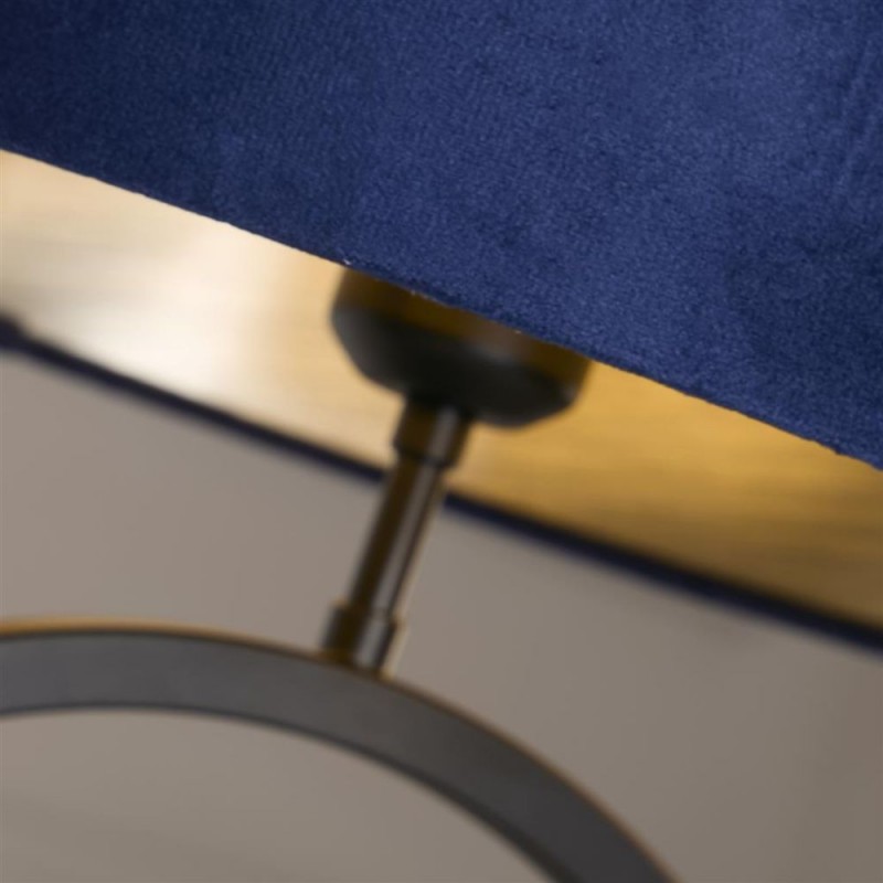 Searchlight-93101AZ - Elegant - Matt Black Table Lamp with Navy Velvet Shade