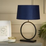Elegant - Matt Black Table Lamp with Navy Velvet Shade
