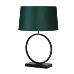 Elegant - Matt Black Table Lamp with Emerald Velvet Shade