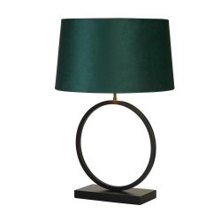 Elegant - Matt Black Table Lamp with Emerald Velvet Shade
