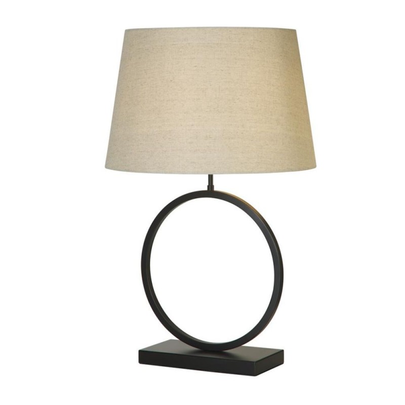 Searchlight-93101NA - Elegant - Matt Black Table Lamp with Natural Shade
