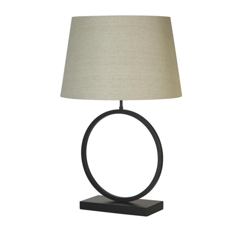 Searchlight-93101NA - Elegant - Matt Black Table Lamp with Natural Shade