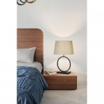 Elegant - Matt Black Table Lamp with Natural Shade