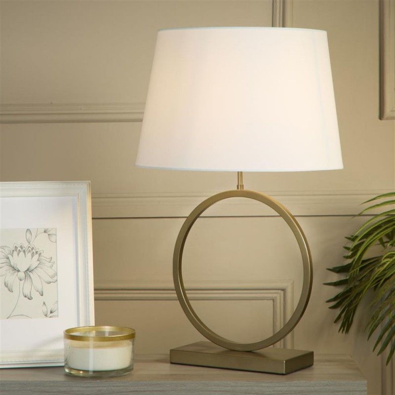 Searchlight-93102WH - Elegant - Bronze Table Lamp with White Shade