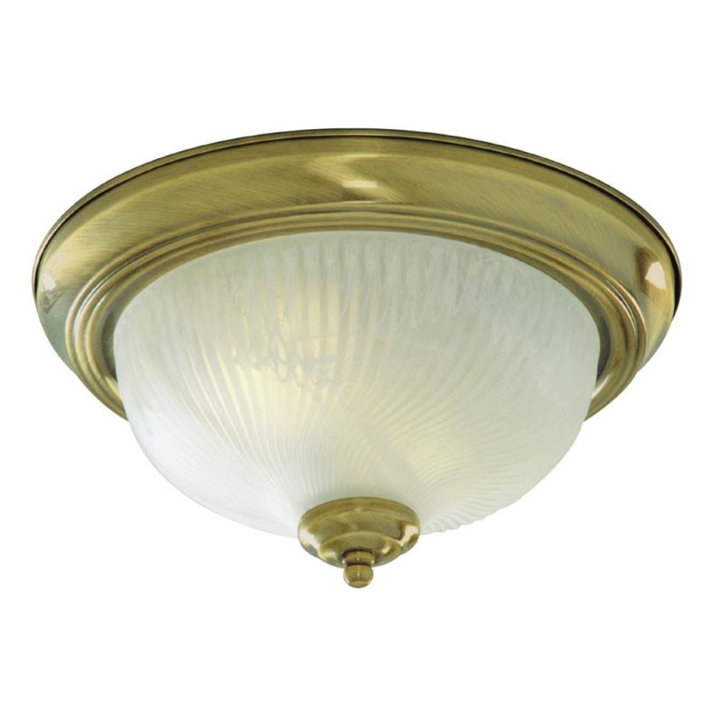 Searchlight-7622-11AB - Parma - Ribbed Opal Glass & Antique Brass 2 Light Flush