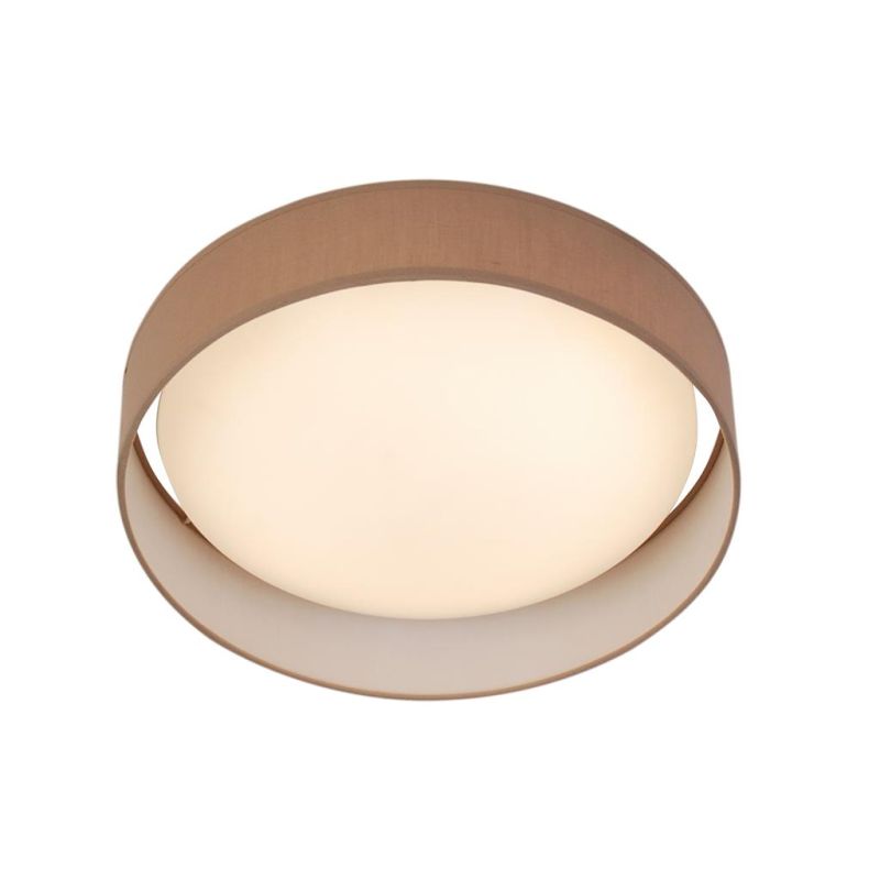 Searchlight-9371-37BR - Gianna - LED Brown Fabric & White Small Flush