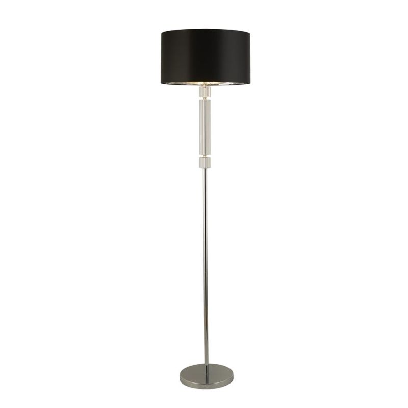 Searchlight-9389CC - Kylie - Chrome & Clear Glass Floor Lamp with Black Shade