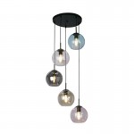 Mardi Gras II - Black 5 Light Cluster Pendant with Multicoloured Glasses Mardi Gras II - Black 5 Light Cluster Pendant with Multicoloured Glasses