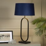 Modish - Black Table Lamp with Navy Velvet Shade