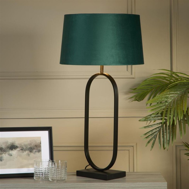 Searchlight-94101EM - Modish - Black Table Lamp with Emerald Velvet Shade