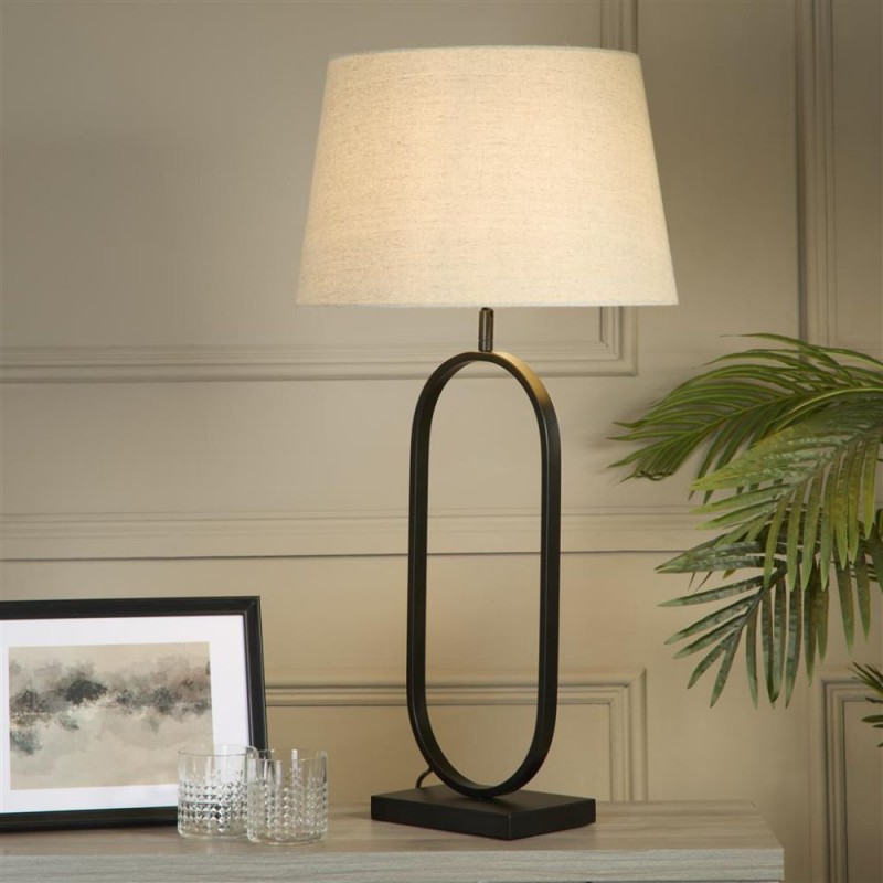 Searchlight-94101NA - Modish - Black Table Lamp with Natural Shade