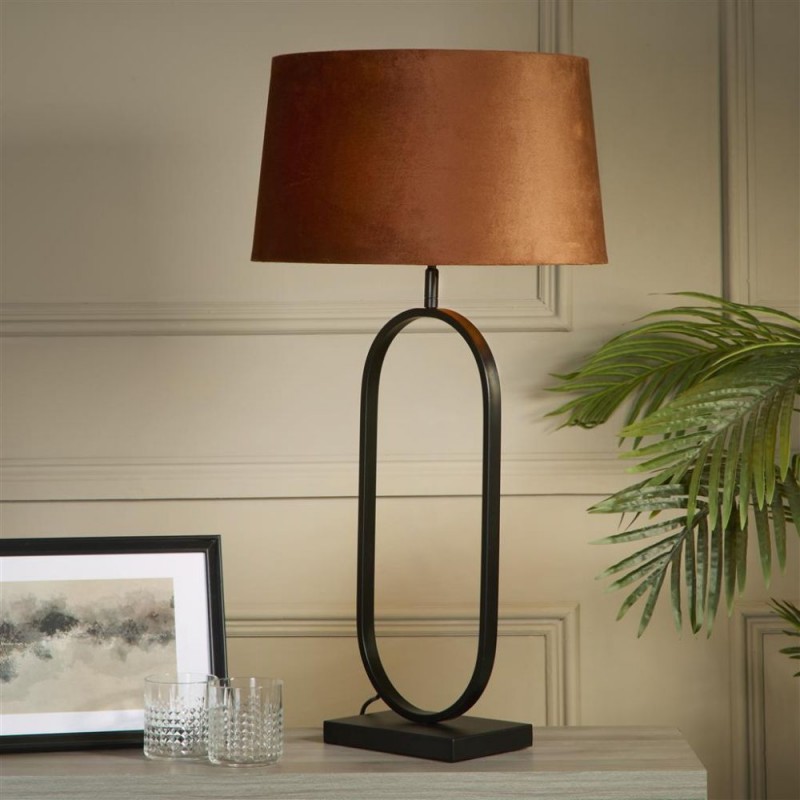 Searchlight-94101OR - Modish - Black Table Lamp with Burnt Orange Velvet Shade