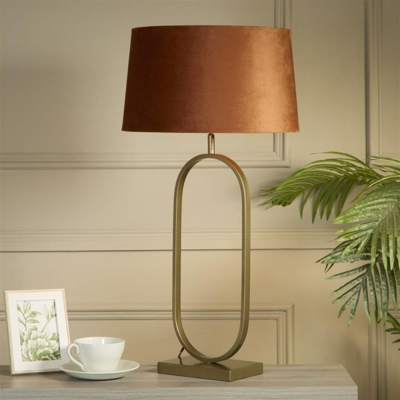 Searchlight-94102OR - Modish - Bronze Table Lamp with Burnt Orange Velvet Shade