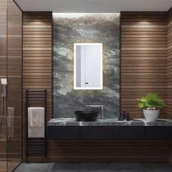 Bathroom Mirrors - LED Rectangle Mirror with Digital Clock