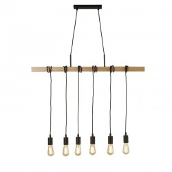 Woody - Wooden & Matt Black 6 Light over Island Fitting