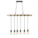 Searchlight-95041-6BR - Woody - Wooden & Matt Black 6 Light over Island Fitting