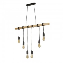Woody - Wooden & Matt Black 6 Light over Island Fitting