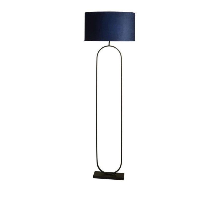 Searchlight-95101AZ - Modish - Black Floor Lamp with Navy Velvet Shade