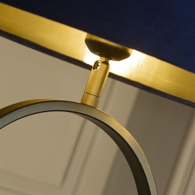 Searchlight-95101AZ - Modish - Black Floor Lamp with Navy Velvet Shade