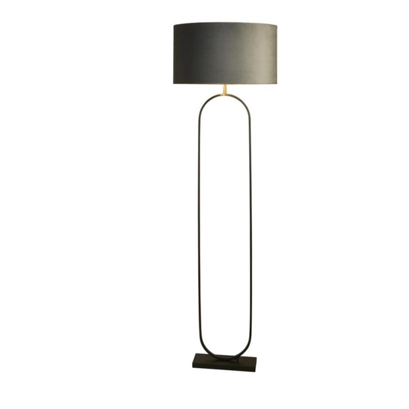 Searchlight-95101DGY - Modish - Black Floor Lamp with Dark Grey Velvet Shade