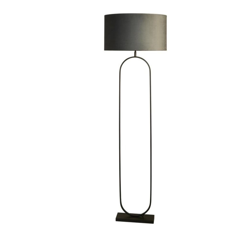 Searchlight-95101DGY - Modish - Black Floor Lamp with Dark Grey Velvet Shade
