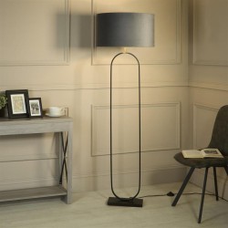 Modish - Black Floor Lamp with Dark Grey Velvet Shade