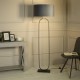 Searchlight-95101DGY - Modish - Black Floor Lamp with Dark Grey Velvet Shade
