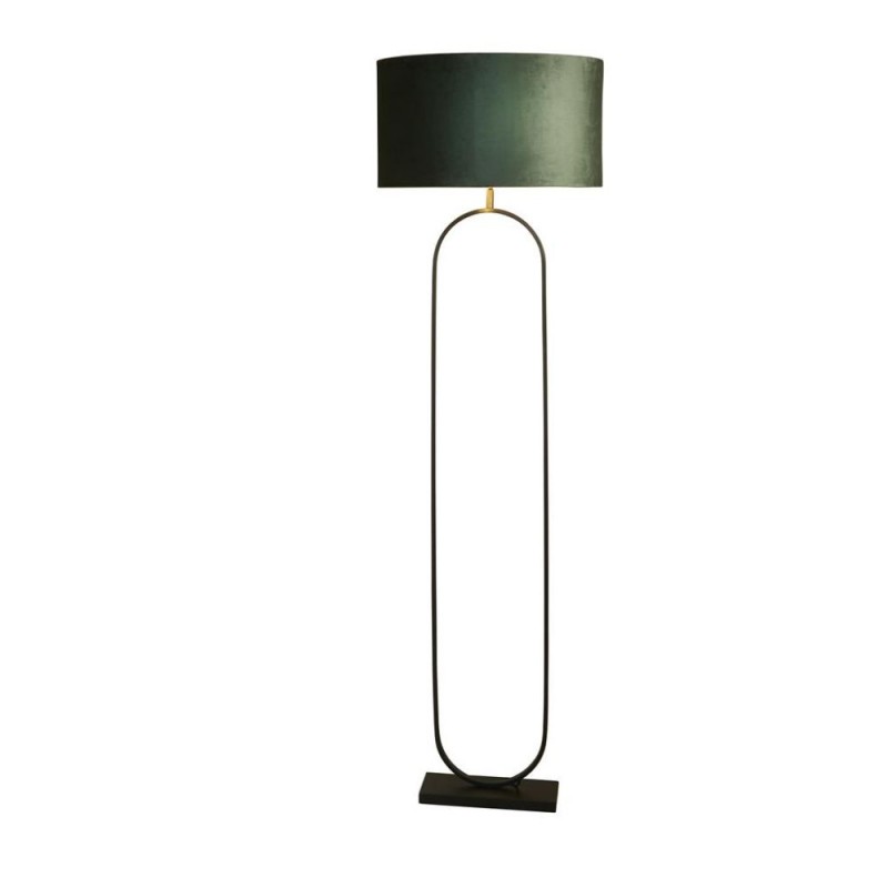 Searchlight-95101GR - Modish - Black Floor Lamp with Green Velvet Shade
