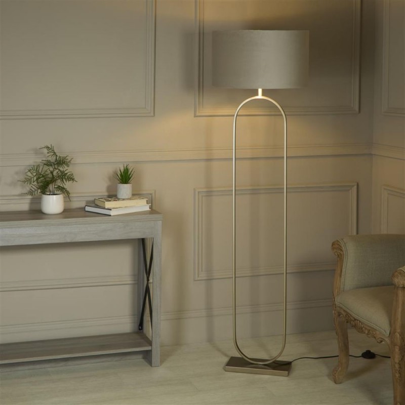 Searchlight-95102TA - Modish - Bronze Floor Lamp with Taupe Velvet Shade