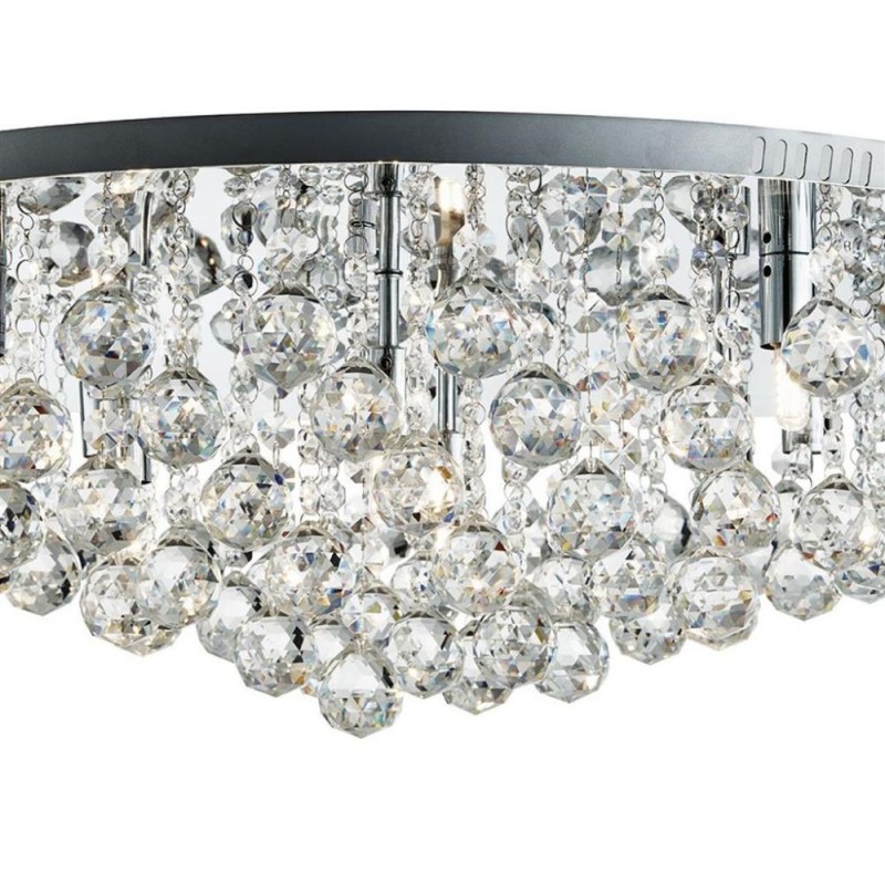 Searchlight-9598-8CC - Hanna - Chrome 8 Light Flush with Crystal