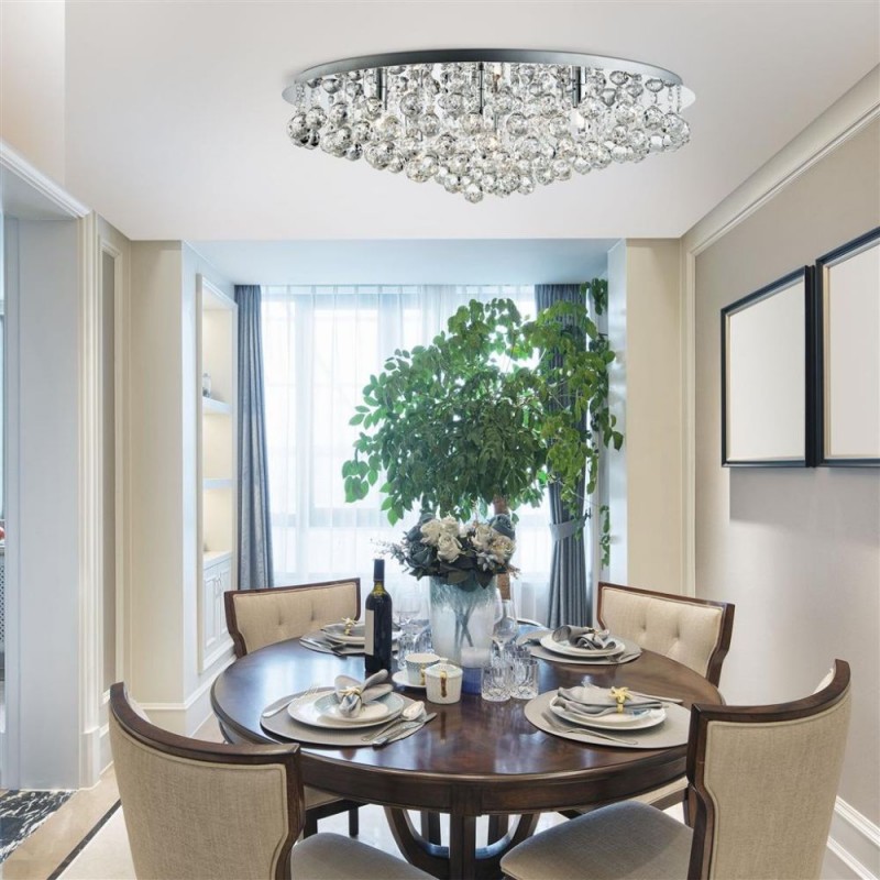 Searchlight-9598-8CC - Hanna - Chrome 8 Light Flush with Crystal