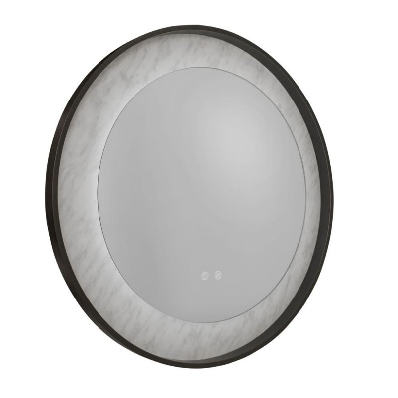 Searchlight-96060BK - Luxo - Black LED Mirror with Marble Effect - Defogging Function 80 cm